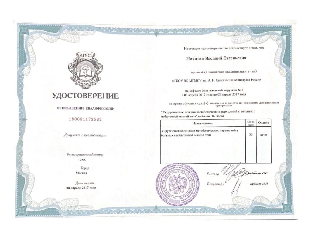 Удостоверение о квалификации 2017 Никитин Василий Евгеньевич